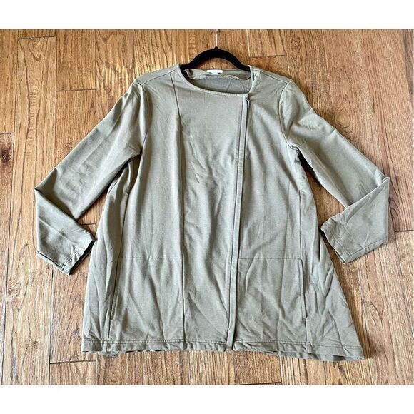 Pure Jill tan assymetrical side zip sweater - Picture 7 of 11